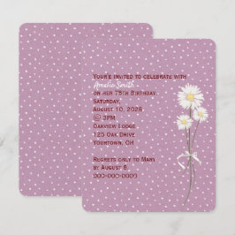 Invitación de cumpleaños con margaritas sobre punt