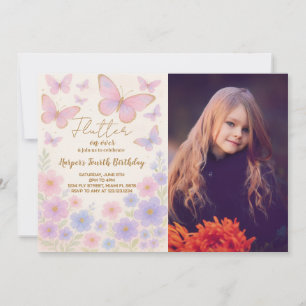 Invitación de cumpleaños con mariposa de ensueño c