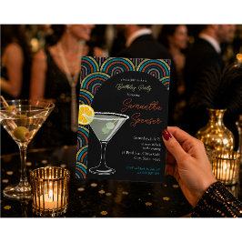 Invitación de cumpleaños con Martini Art Déco