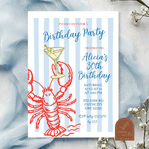 Invitación de cumpleaños con Martini de Langosta