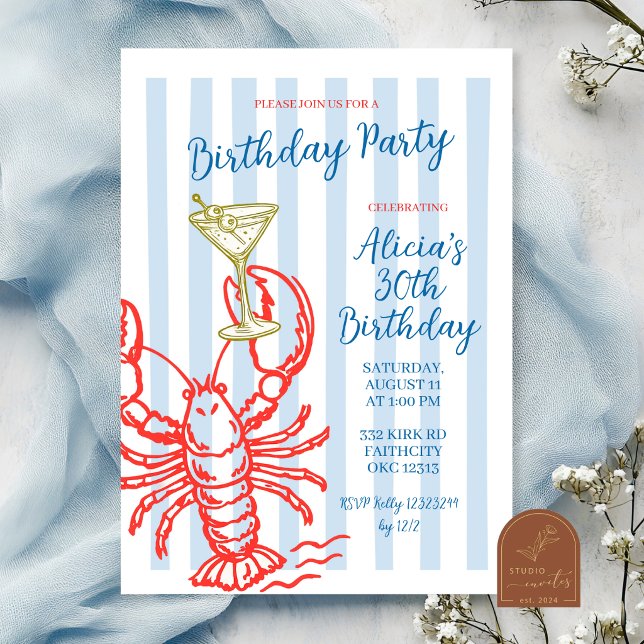 Invitación de cumpleaños con Martini de Langosta (Subido por el creador)