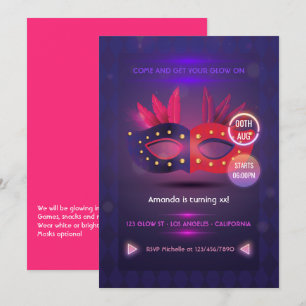 Invitación de cumpleaños con máscara de Neo Masque