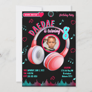 Invitación de cumpleaños con música de baile versi