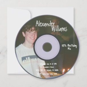 Invitación de cumpleaños con música de CD de Retro