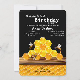 Invitación de cumpleaños con panal de miel