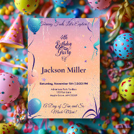 Invitación de cumpleaños con panda roja en globo c