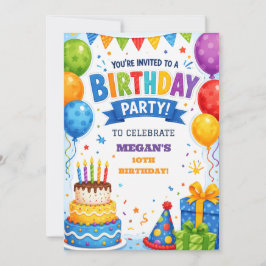 Invitación de cumpleaños con pastel personalizado 