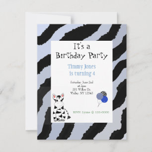 Invitación de cumpleaños con patrón de cebra