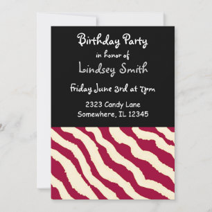Invitación de cumpleaños con patrón de cebra