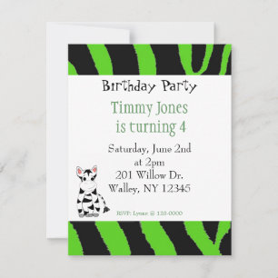 Invitación de cumpleaños con patrón de cebra