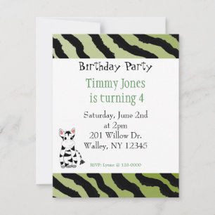 Invitación de cumpleaños con patrón de cebra