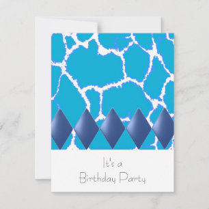 Invitación de cumpleaños con patrón de jirafa azul