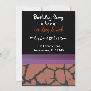 Invitación de cumpleaños con patrón de pelaje de j