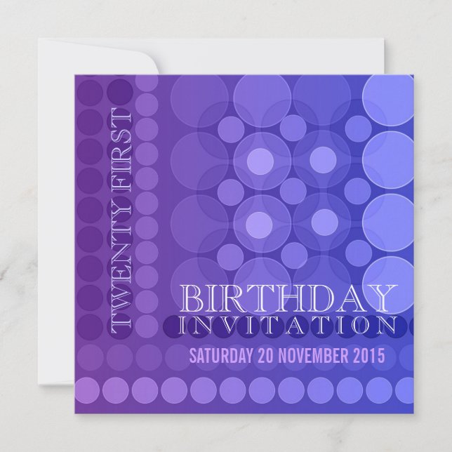 Invitación de cumpleaños con patrón de puntos funk (Anverso)