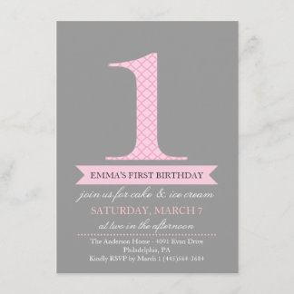 Invitación de cumpleaños con patrón moderno gris y