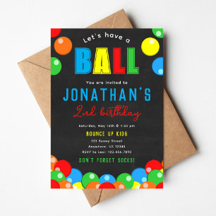 Invitación de cumpleaños con pelota saltarina
