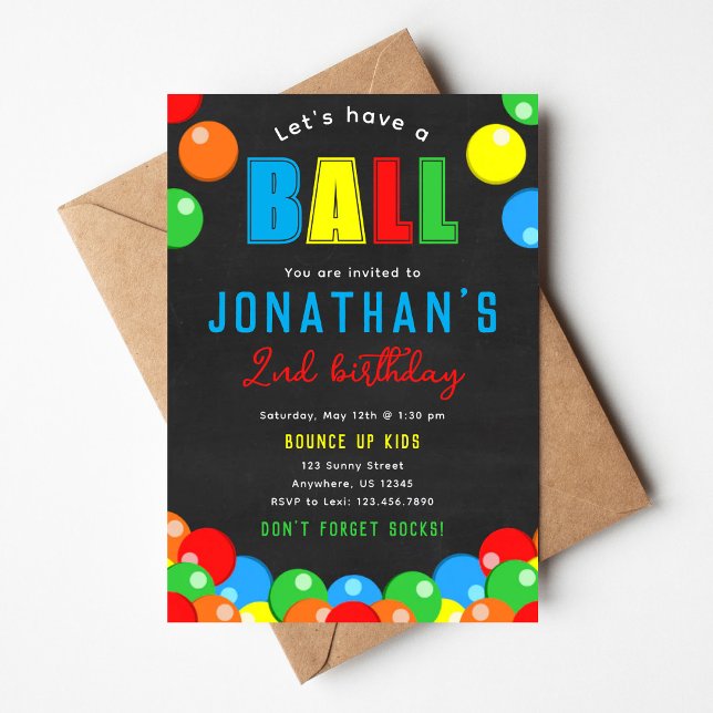 Invitación de cumpleaños con pelota saltarina (Subido por el creador)