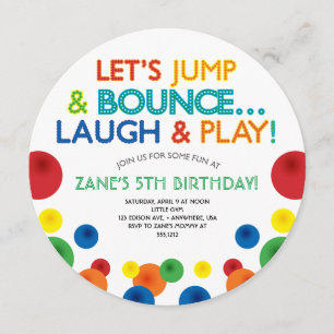 Invitación de cumpleaños con pelota saltarina en c