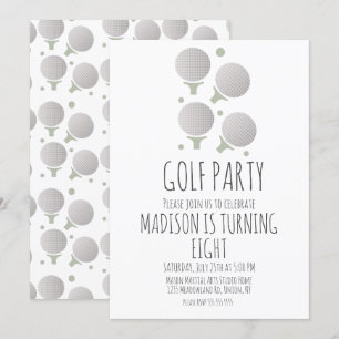 Invitación de cumpleaños con pelotas de golf simpl