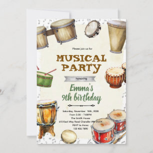 Invitación de cumpleaños con percusión