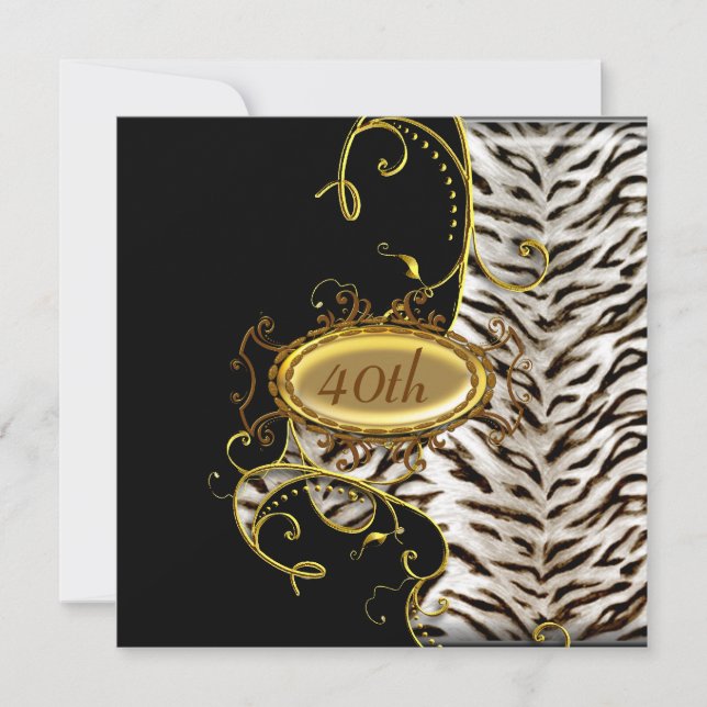 Invitación de cumpleaños con piel de Tigre Blanco (Anverso)