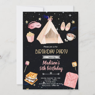 invitación de cumpleaños con pijamas de S'more