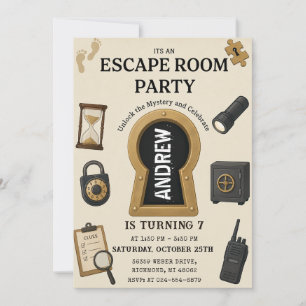 Invitación de cumpleaños con pista de misterio de