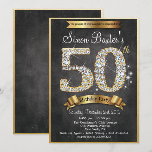 Invitación de cumpleaños con pizarra de diamantes 