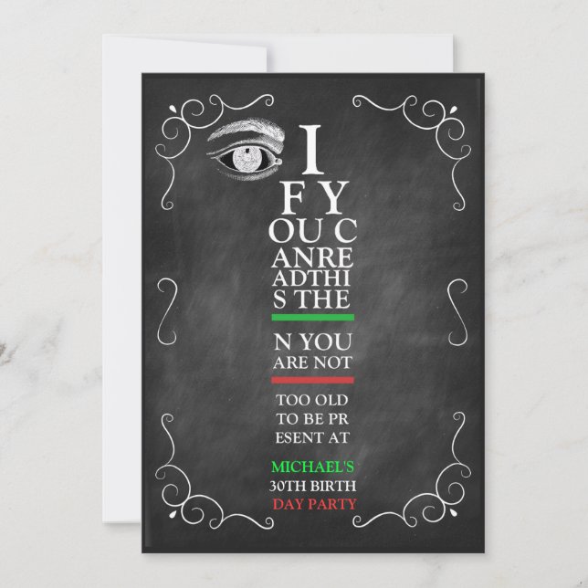 Invitación de cumpleaños con pizarra original (Anverso)