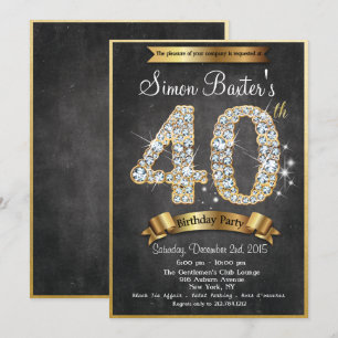 Invitación de cumpleaños con pizarra y diamante do
