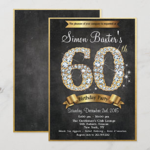 Invitación de cumpleaños con pizarra y diamante do