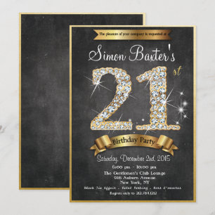 Invitación de cumpleaños con pizarra y diamante do