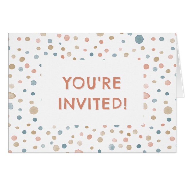 Invitación de cumpleaños con puntos de acuarela An (Anverso (Horizontal))