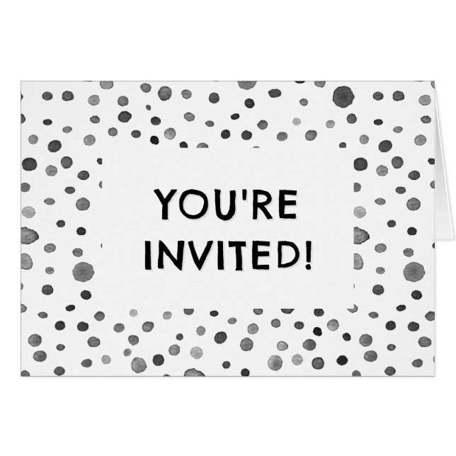 Invitación de cumpleaños con puntos de acuarela de (Anverso (Horizontal))
