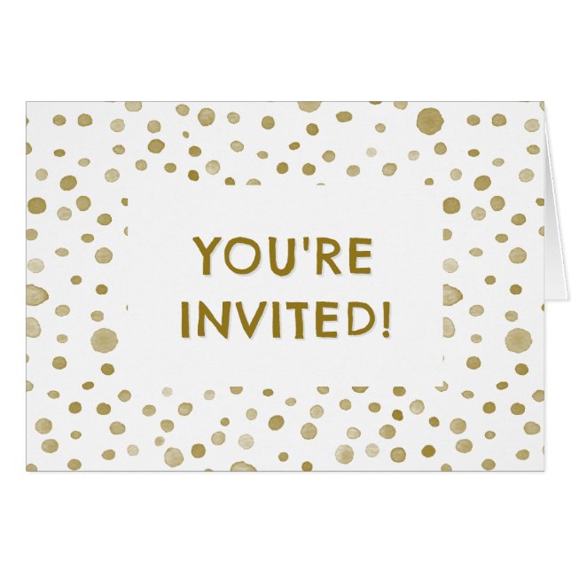 Invitación de cumpleaños con puntos de acuarela de (Anverso (Horizontal))