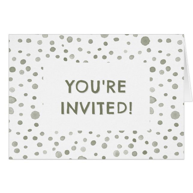 Invitación de cumpleaños con puntos de acuarela Sa (Anverso (Horizontal))