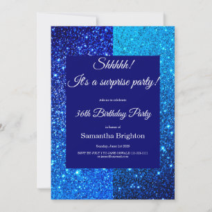 Invitación de cumpleaños con purpurina azul
