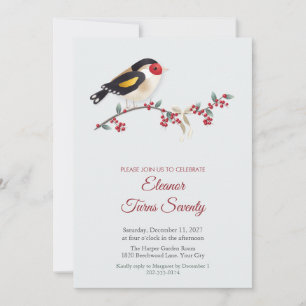 Invitación de cumpleaños con rama de Winterberry y