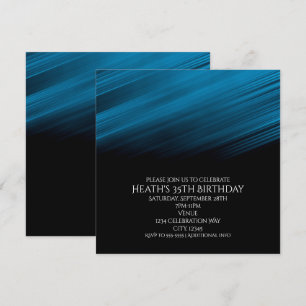 Invitación de cumpleaños con rayas azules y negras