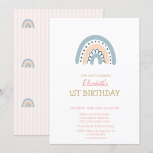 Invitación de cumpleaños con rayas de colores past