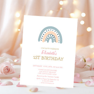 Invitación de cumpleaños con rayas de colores past