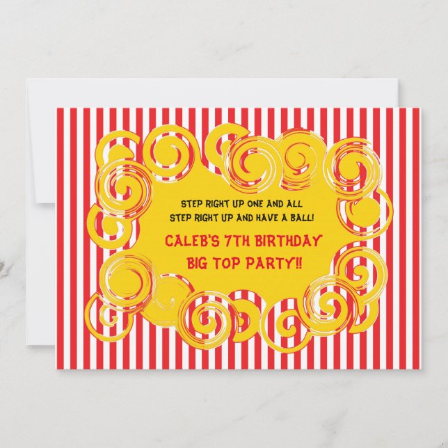 Invitación de cumpleaños con rayas divertidas de c (Anverso)