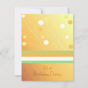 Invitación de cumpleaños con rayas y puntos amaril