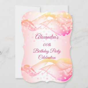 Invitación de cumpleaños con remolinos rosados y l