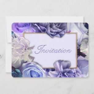 Invitación de cumpleaños con rosa azul violeta