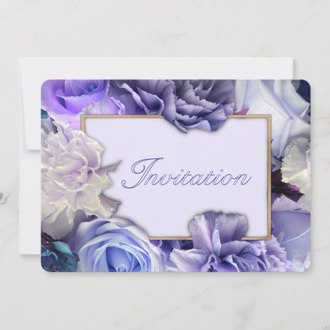 Invitación de cumpleaños con rosa azul violeta (Anverso)