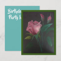 Invitación de cumpleaños con rosas rosadas