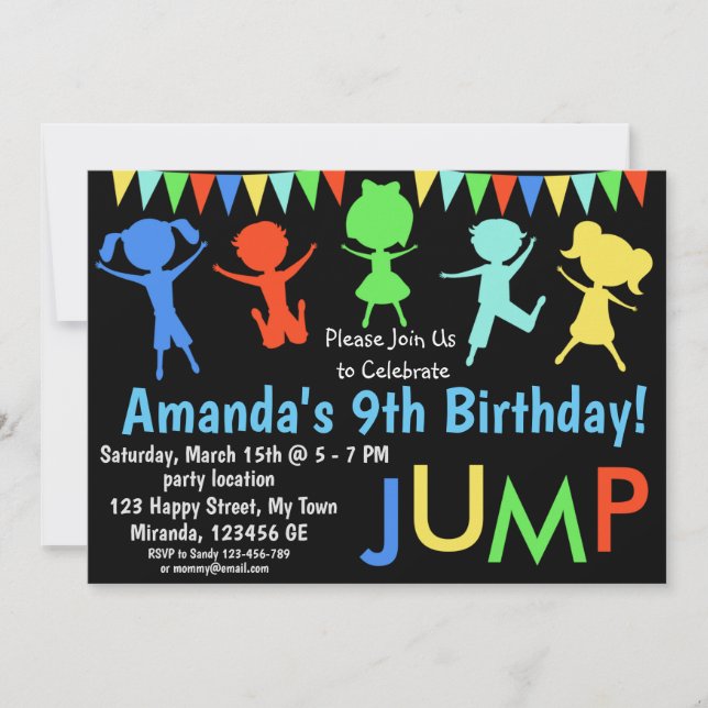 invitación de cumpleaños con salto (Anverso)