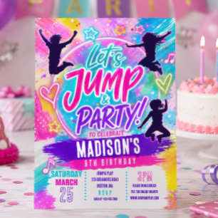 Invitación de cumpleaños con salto de trampolín ti