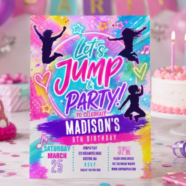 Invitación de cumpleaños con salto de trampolín ti (Subido por el creador)